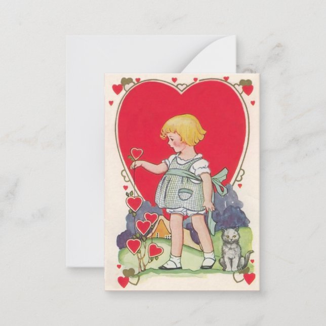Vintage Valentine Kid Cards Mitteilungskarte (Vorderseite)