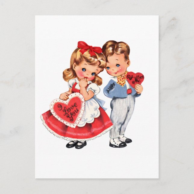 Vintage Valentine Kids Postcard Postkarte (Vorderseite)