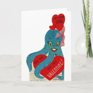 Vintage Valentine Octopus Feiertagskarte