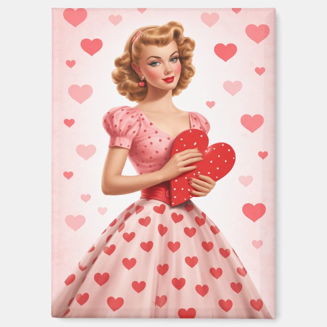 Vintage Valentine Pin-Up Girl Magnet  (Vorderseite)