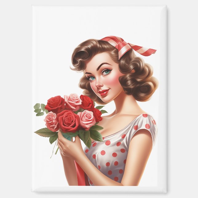 Vintage Valentine Pin-Up Girl Magnet  (Vorderseite)