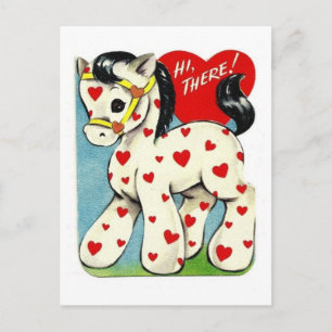 Vintage Valentine Pony Feiertagspostkarte