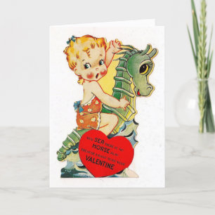 Vintage Valentine - Riding a Seahorse, Feiertagskarte