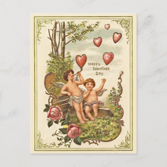 Vintage Valentine s Tagespostkarte Feiertagspostkarte (Vorderseite)