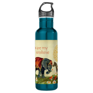 Vintage Valentine-Tiere in der Liebe-Collage Edelstahlflasche