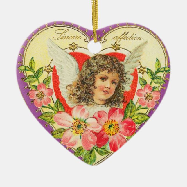 Vintage Valentine-Verzierung Keramikornament (Vorne)