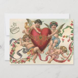 Vintage Valentine, Viktorianische Engel Cherubs He Einladung