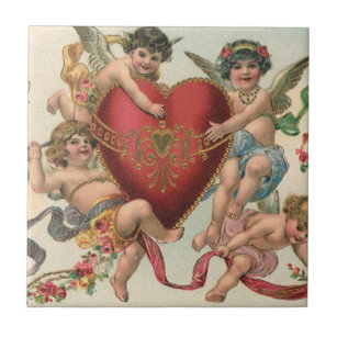 Vintage Valentine, Viktorianische Engel Cherubs He Fliese