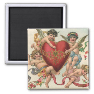 Vintage Valentine, Viktorianische Engel Cherubs He Magnet