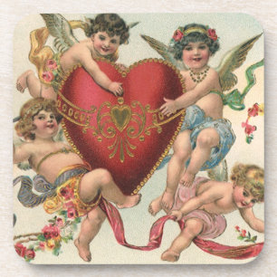 Vintage Valentine, Viktorianische Engel Cherubs He Untersetzer