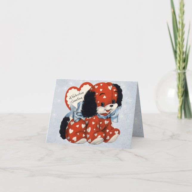 Vintage Valentine-Welpenkarte für Kinder Feiertagskarte (Vorderseite)