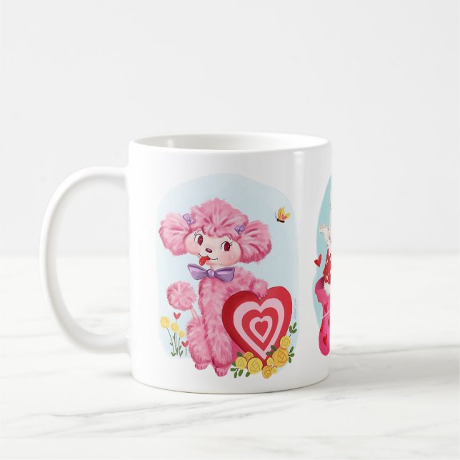 Vintage Valentine Whimsical Retro Trio Kaffeetasse (Links)