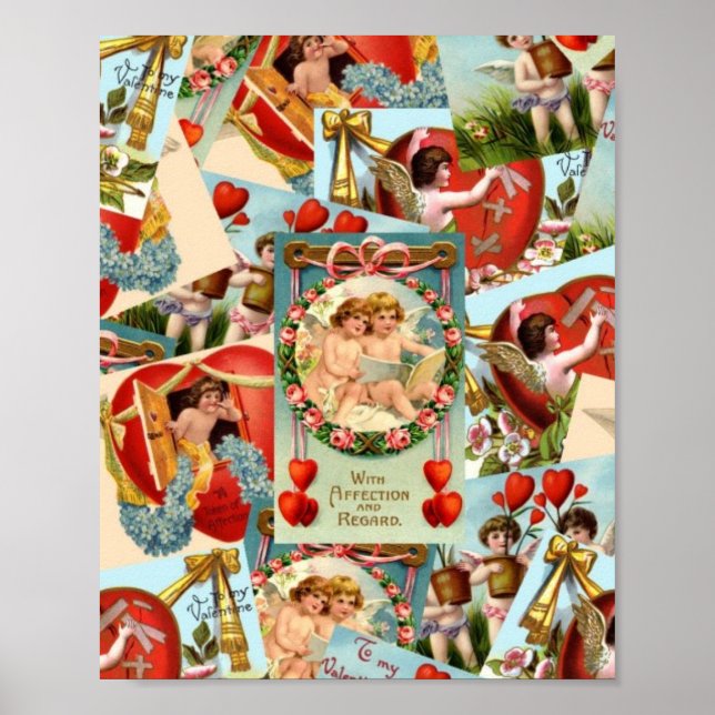 Vintage Valentinerkollage Poster (Vorne)