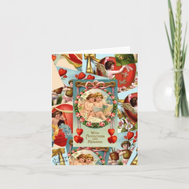Vintage Valentines collage Feiertagskarte (Vorderseite)