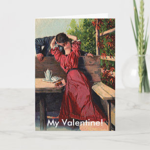 Vintage Valentines Couple Kissing Card Feiertagskarte