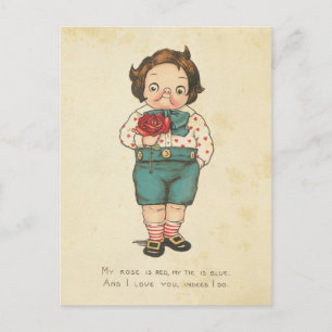 Vintage Valentine's Day Funny Boy Love Message Feiertagspostkarte
