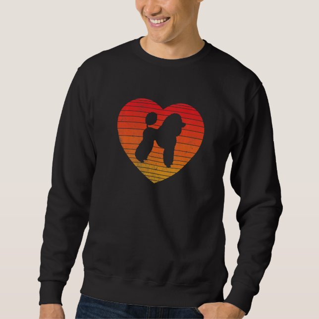 Vintage Valentines Day Heart Poodle Dog Puppy Sweatshirt (Vorderseite)