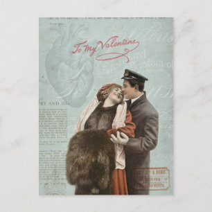 Vintage Valentine's Day Paar Love Heart Collage Feiertagspostkarte