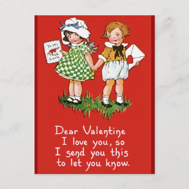Vintage Valentine's for Kids Feiertagspostkarte (Vorderseite)
