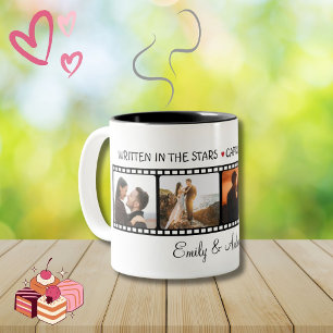 Vintage Valentinfilm personalisiertes Foto Collage Zweifarbige Tasse