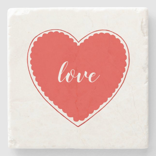 Vintage Valentinin-Liebe Steinuntersetzer (Vorderseite)
