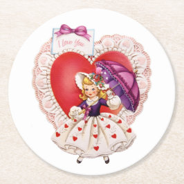 Vintage Valentinpapier-Untersetzer Runder Pappuntersetzer