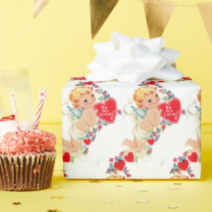 Vintage-Valentins-Engel-Cherub-Sei-meine-Liebe Geschenkpapier