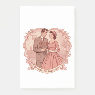 Vintage Valentins-Paar aus den 1950er Jahren – Ret Post-it Klebezettel