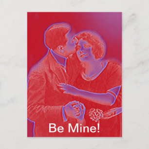 Vintage Valentins-Paar in Rot Feiertagspostkarte