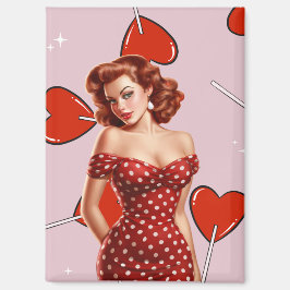 Vintage-Valentins-Pin-Up-Girl-Kunst Magnet