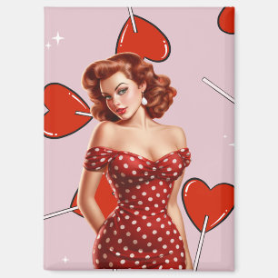 Vintage-Valentins-Pin-Up-Girl-Kunst Magnet
