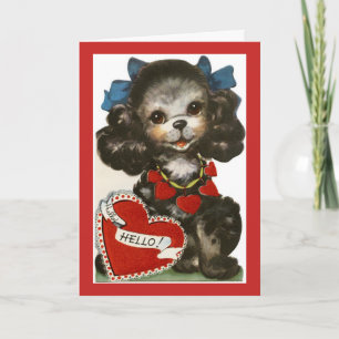 Vintage-Valentins-Puppy Feiertagskarte