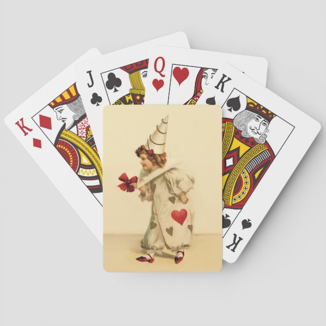 Vintage Valentinsclown Spielkarten (Rückseite)
