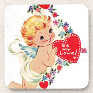 Vintage Valentinsgruß Cherub Engel Sei meine Liebe Getränkeuntersetzer