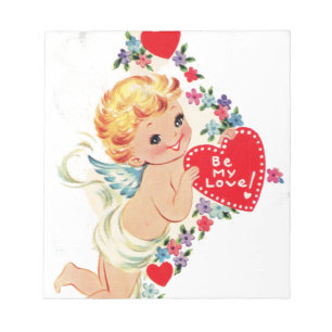 Vintage Valentinsgruß Cherub Engel Sei meine Liebe Notizblock