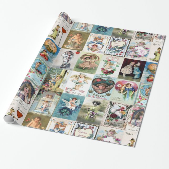 Vintage Valentinskarte Geschenkpapier (Ungerollt)