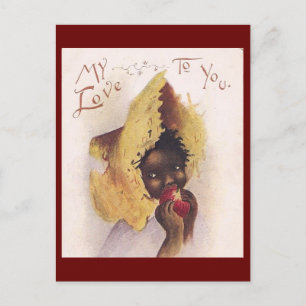 Vintage-Valentinskarte mit kleinem afroamerikanisc Postkarte