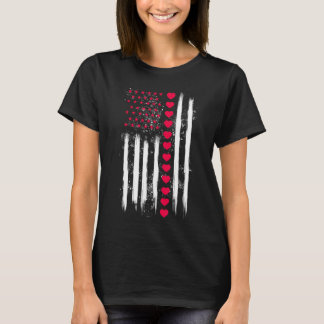 Vintage Valentinstag Amerikanische Flagge Herz Per T-Shirt