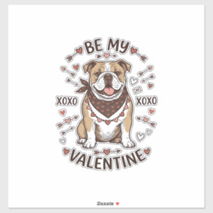 Vintage-Valentinstag-Bulldogge-XOXO-Shirt-Design_1 Aufkleber
