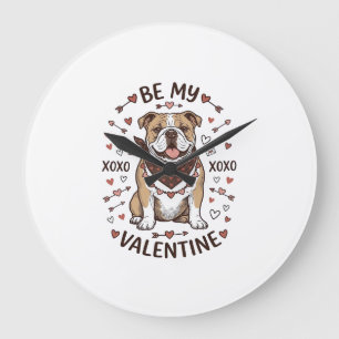 Vintage-Valentinstag-Bulldogge-XOXO-Shirt-Design_1 Große Wanduhr