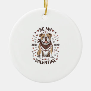 Vintage-Valentinstag-Bulldogge-XOXO-Shirt-Design_1 Keramik Ornament