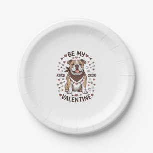 Vintage-Valentinstag-Bulldogge-XOXO-Shirt-Design_1 Pappteller