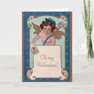 Vintage Valentinstag, Cherub mit Liebesbriefen Feiertagskarte