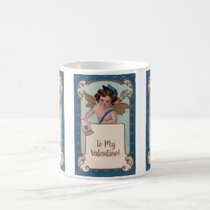 Vintage Valentinstag, Cherub mit Liebesbriefen Kaffeetasse