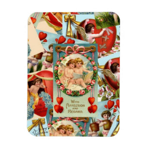 Vintage-Valentinstag-Collage Magnet