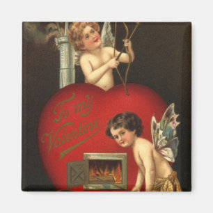 Vintage Valentinstag Cupid, Engel Brennende Liebe Magnet