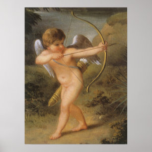 Vintage Valentinstag, Cupid mit Bogen und Pfeil Poster