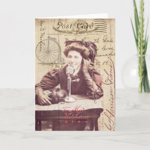 Vintage Valentinstag-Dame im antiken Stil Collage Feiertagskarte