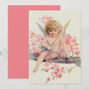 Vintage Valentinstag Engel im Baum Feiertagskarte