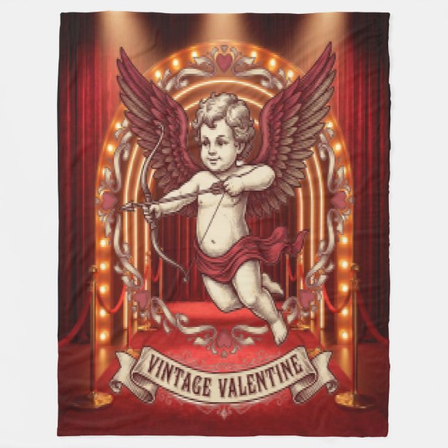 Vintage Valentinstag  Fleecedecke (Vorderseite)